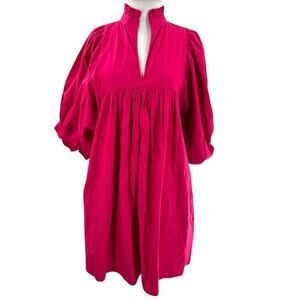 Never A Wallflower Poplin High Neck Dress hot pink sz M